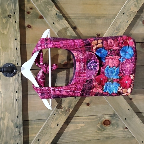 ARTISAN PURPLE PINK EMBROIDERED FLORAL BAG - Picture 1 of 10